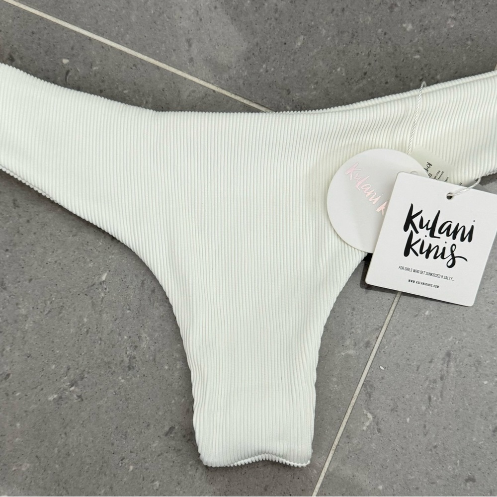 Kulani Kinis White Ribbed Bikini Bottom